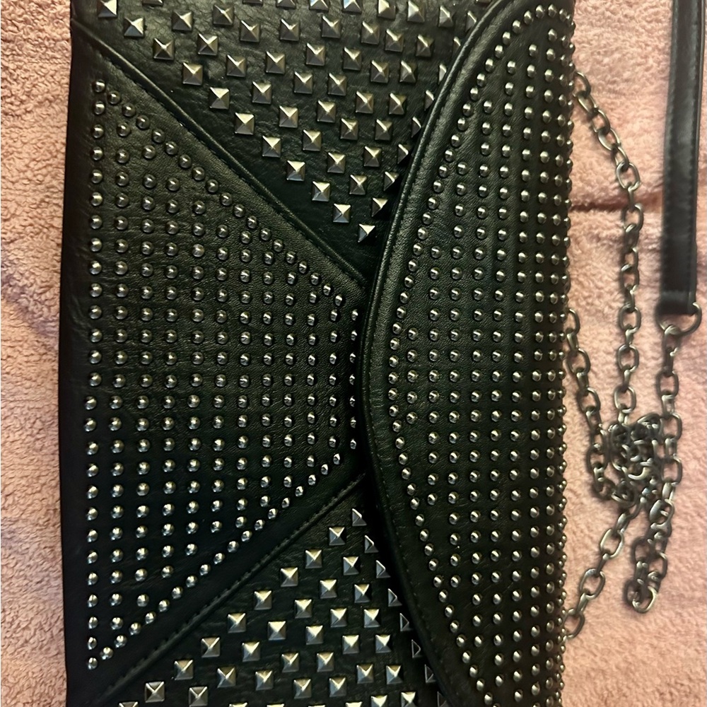 Studded Black Chain Clutch